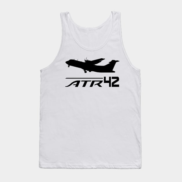 ATR 42 Silhouette Print (Black) Tank Top by TheArtofFlying